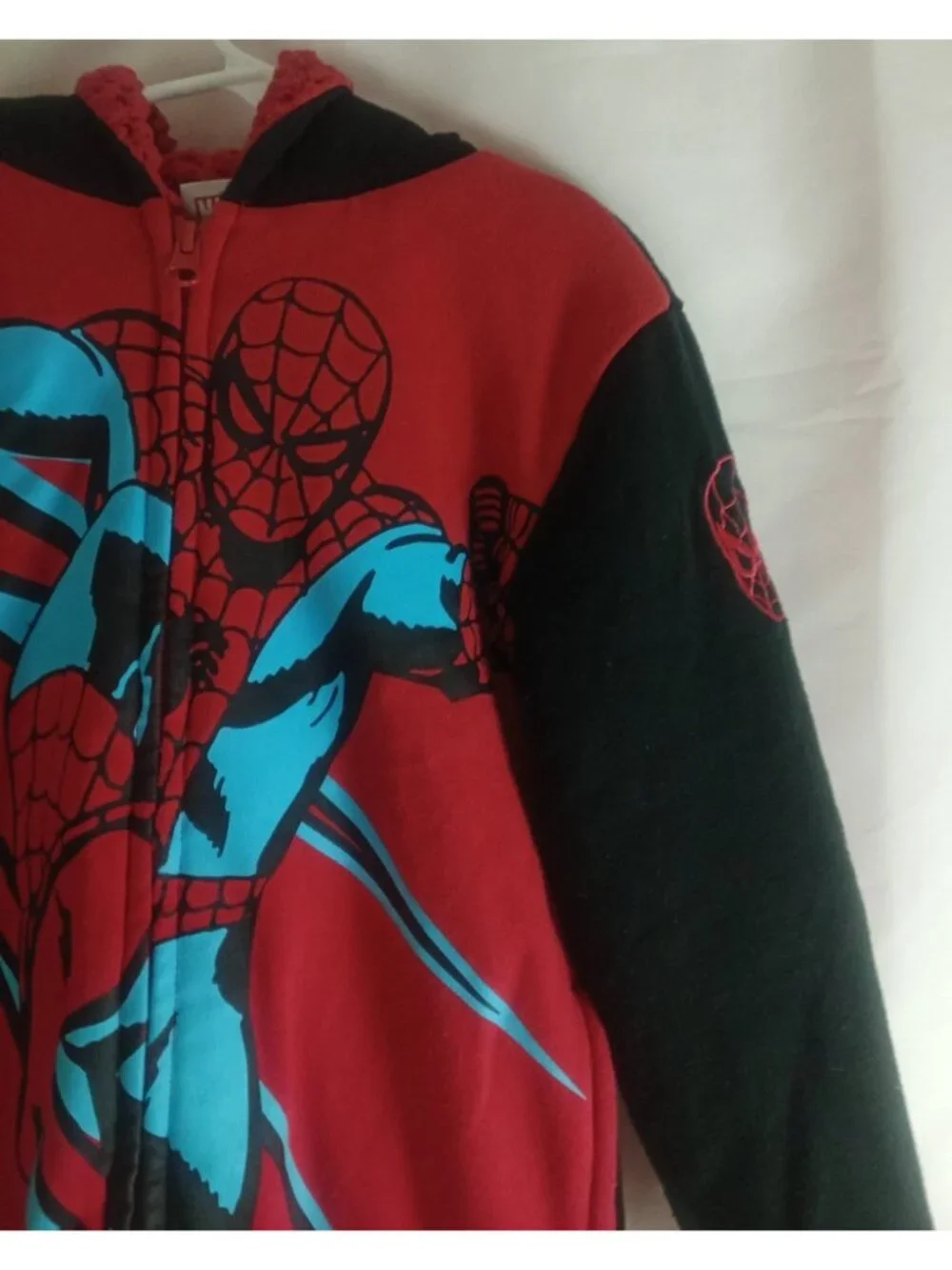 Youth Boys Kids Size 7 Spiderman Plush Hoodie Jacket Full Zip